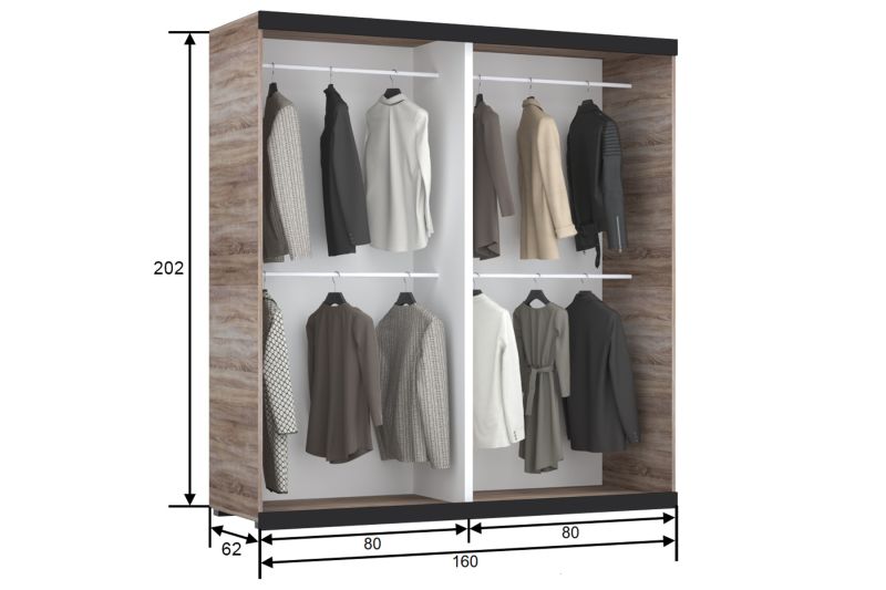 Tritón tolóajtós gardrób 160