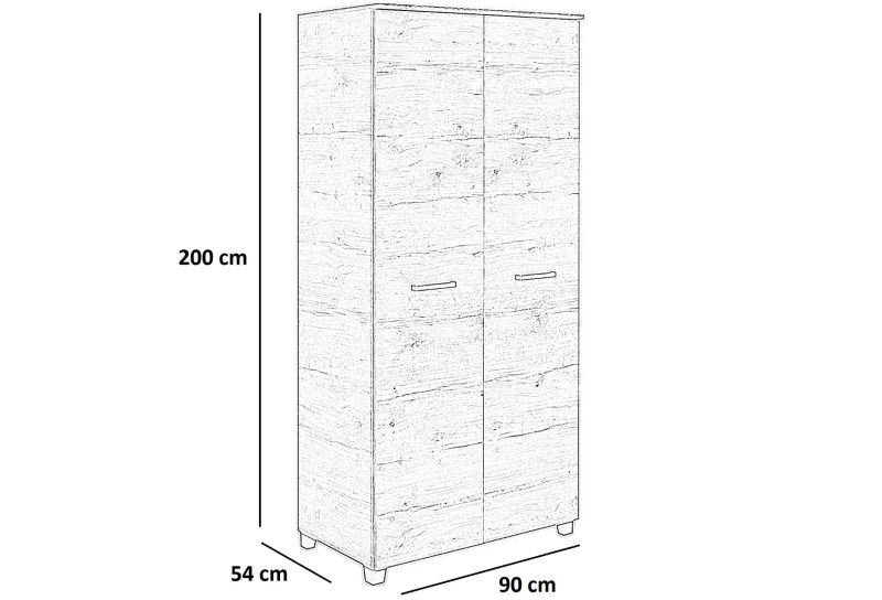 Alfi 2 ajtós ruhásszekrény 90 cm