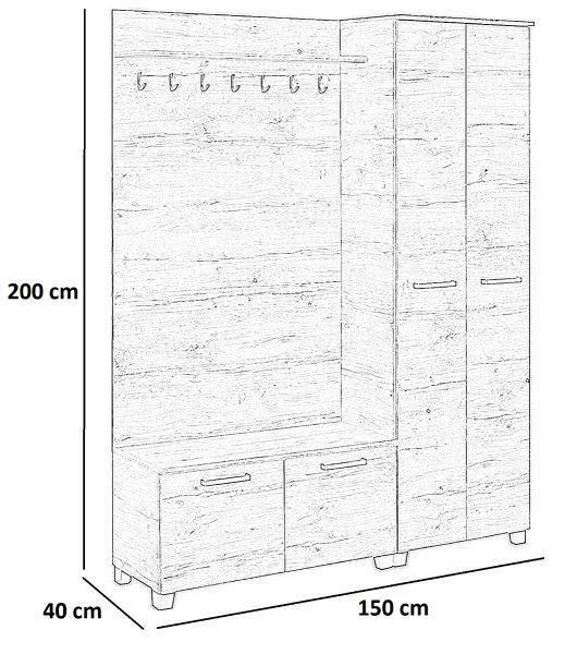 Alfi előszobafal 150 cm III.