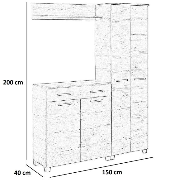 Alfi előszobafal 150 cm V.