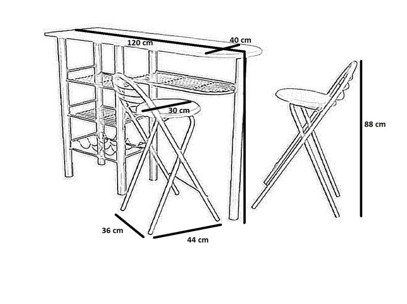 Boxer bárpult 2 székkel