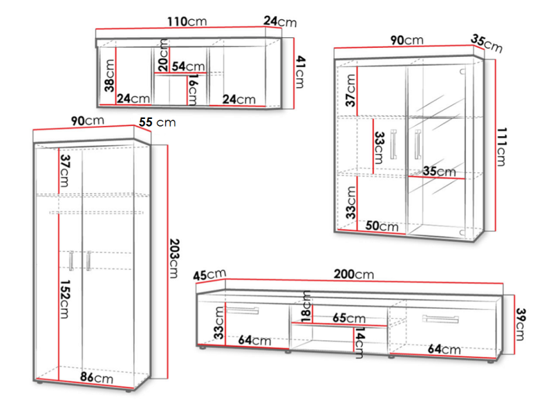 Janna szekrénysor + Janna komód