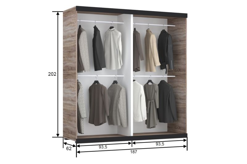 Tritón tolóajtós 2 ajtós gardrób 187 