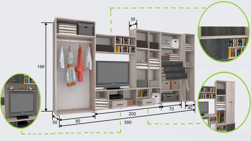 Next-M szekrénysor  390 cm