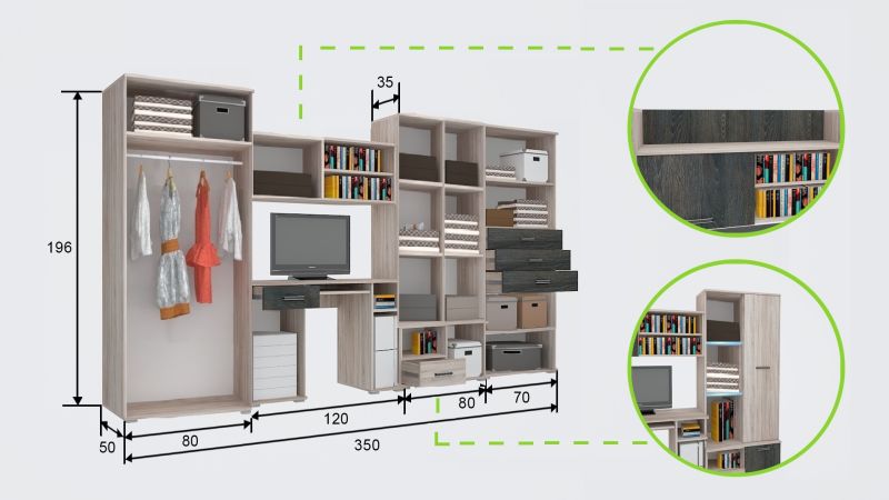 Next-M szekrénysor 350 cm