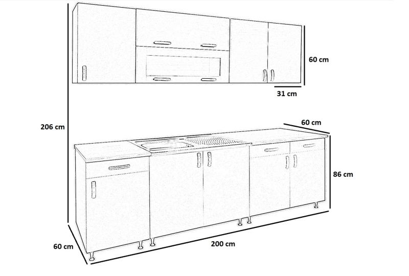 Vario konyha 200 cm I.