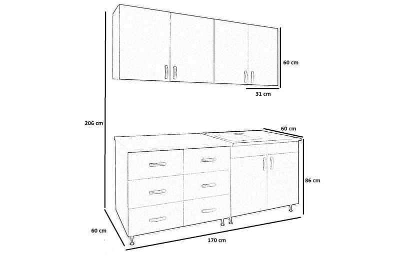 Vario konyha 170 cm  