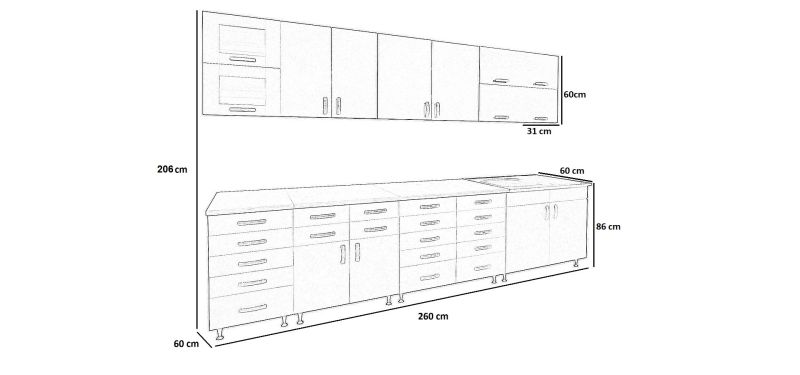 Vario konyha 260 cm I.