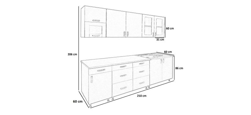 Vario konyha 210 cm I.